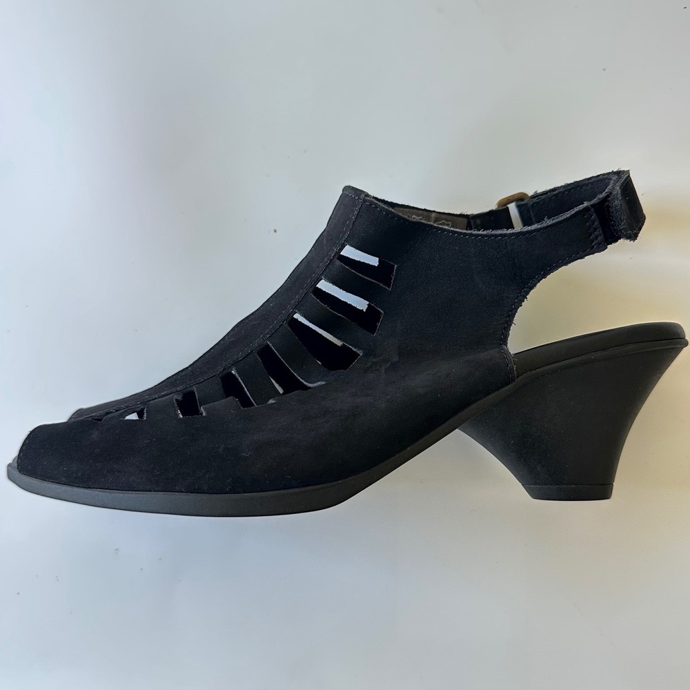 Arche Sandals Enexor Black Nubuck Suede Cage Slingback Wedge size 38 - Picture 2 of 13